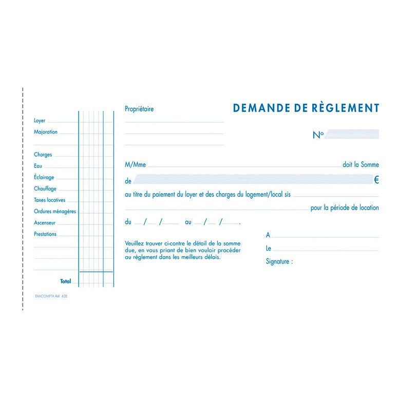 EXA Quittances de Loyer 50 Feuillets Horizontal Tripli-Quittance de Loyer-Exacompta-Papeterie du Dôme