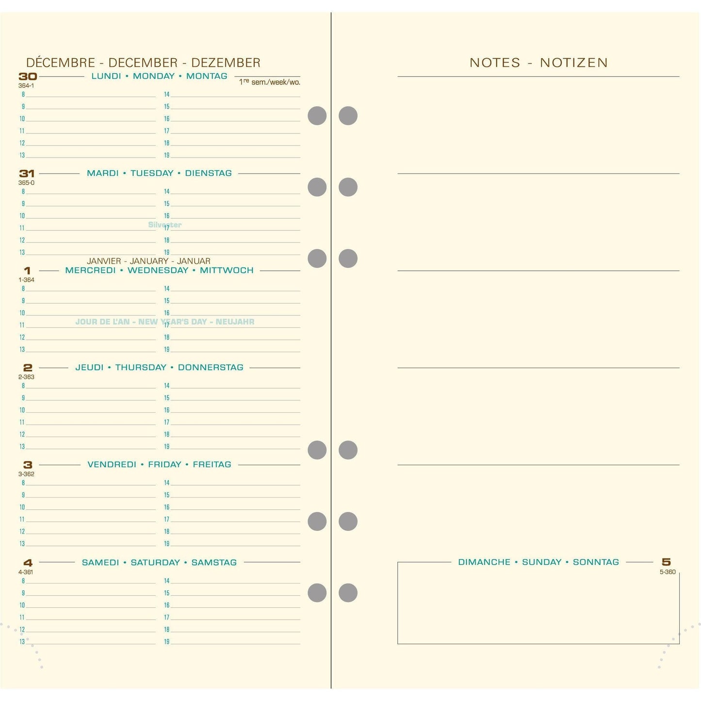 EXA Recharge Exatime 17 Semainier Étroit Ivoire-Recharge Agenda-Exacompta-Papeterie du Dôme