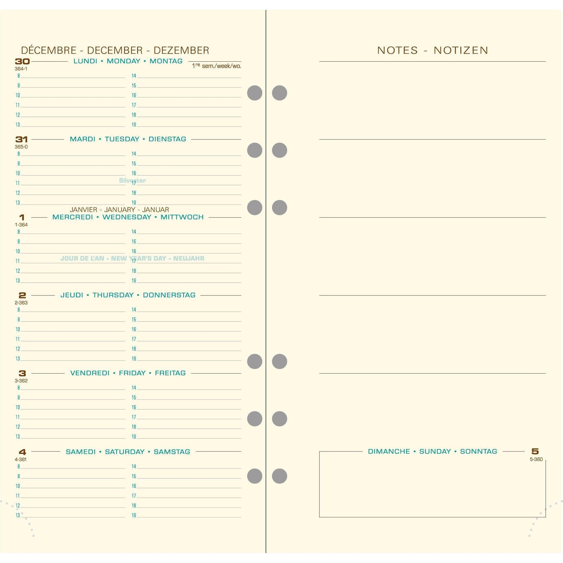 EXA Recharge Exatime 17 Semainier Étroit Ivoire-Recharge Agenda-Exacompta-Papeterie du Dôme