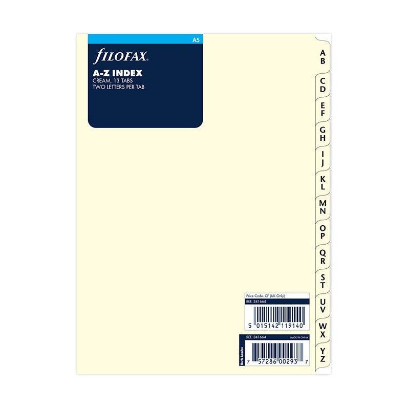 FFX A5 Index Alphabétique 2 Lettres Creme-Recharge-Filofax-Papeterie du Dôme