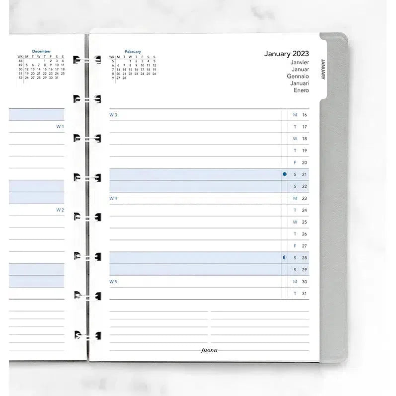 FFX Notebook A5 Planning Mensuel-Recharge-Filofax-2023-Papeterie du Dôme