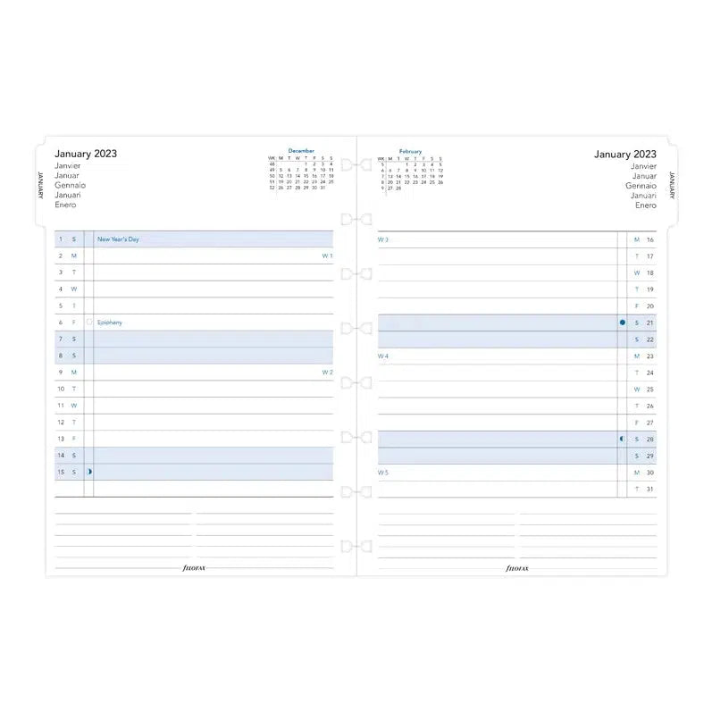 FFX Notebook A5 Planning Mensuel-Recharge-Filofax-2023-Papeterie du Dôme