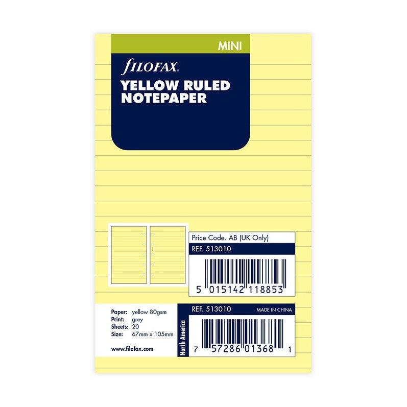 FFX Recharge Mini Feuilles Lignées Jaunes-Recharge-Filofax-Papeterie du Dôme