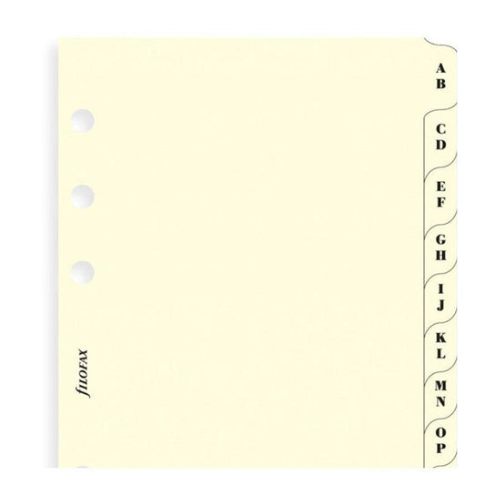 FFX Recharge Pocket Index Crème Alphabétique 2 Lettres-Autres Recharges Agenda-Filofax-Papeterie du Dôme