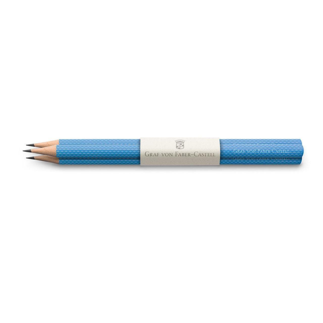 GVFC 3 Crayons Graphite Guillochés-Crayon-Graf von Faber-Castell-Bleu Azur-Papeterie du Dôme