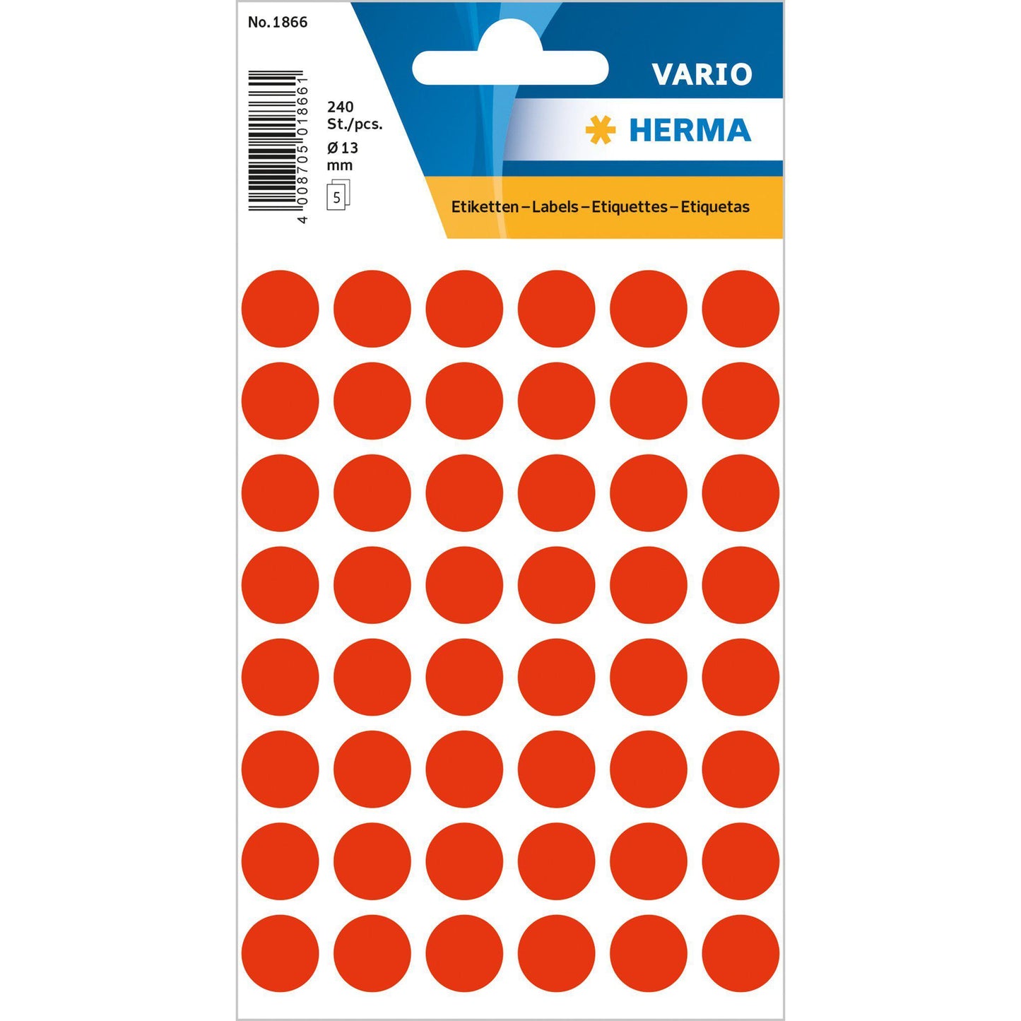HRM Vario Etiquettes Rondes-Étiquettes-Herma-12 mm - 240 pièces-Fluo Rouge-Papeterie du Dôme