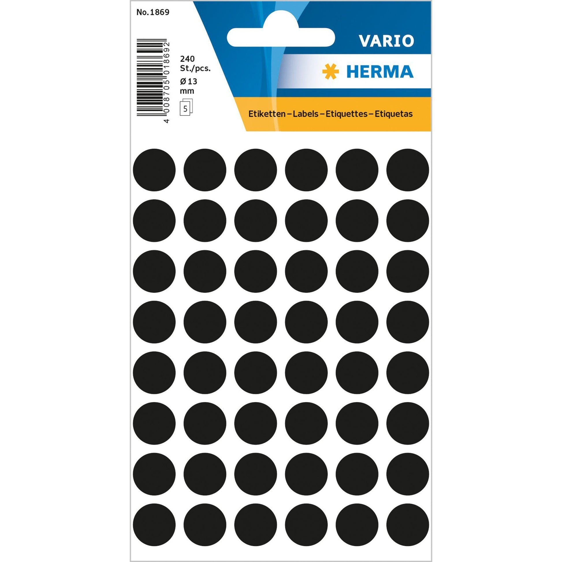 HRM Vario Etiquettes Rondes-Étiquettes-Herma-12 mm - 240 pièces-Noir-Papeterie du Dôme