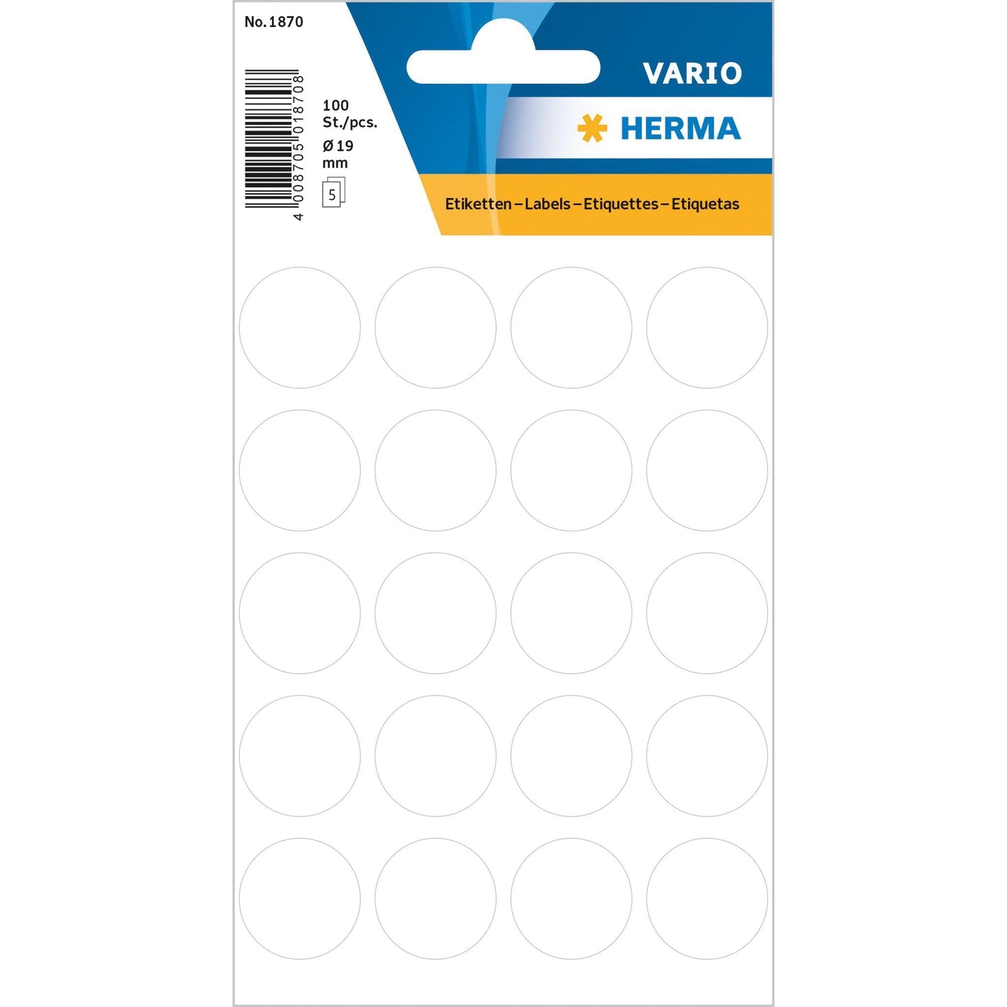 HRM Vario Etiquettes Rondes-Étiquettes-Herma-19 mm - 100 pièces-Blanc-Papeterie du Dôme