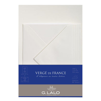 LALO Ensemble 10 Feuilles A5 et 5 Enveloppes Vergé de France-Correspondance-Lalo-Papeterie du Dôme