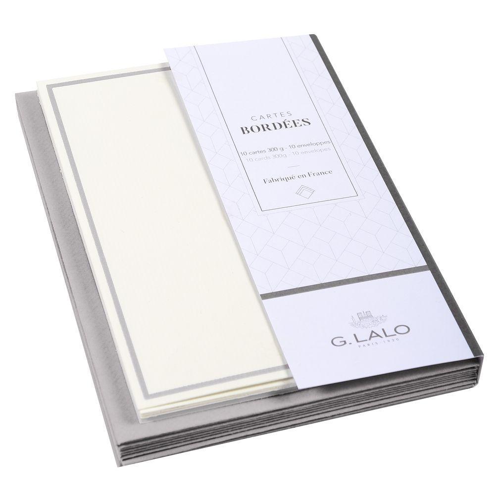 LALO Vergé 10 Cartes Bordées avec Enveloppes C6-Correspondance-Lalo-Papeterie du Dôme