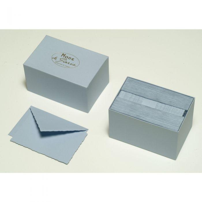 LALO Vergé Coffret Mode Paris 30 Cartes avec Enveloppes-Correspondance-Lalo-Bleu-Papeterie du Dôme
