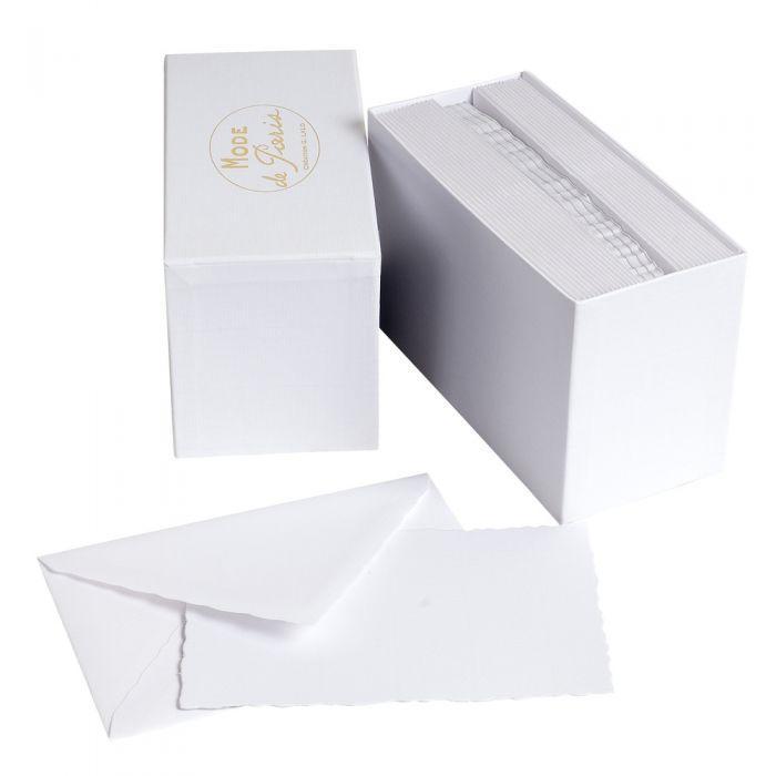 LALO Vergé Coffret Mode Paris 30 Cartes avec Enveloppes-Correspondance-Lalo-Extra Blanc-Papeterie du Dôme