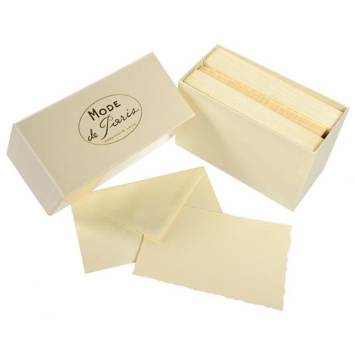 LALO Vergé Coffret Mode Paris 30 Cartes avec Enveloppes-Correspondance-Lalo-Ivoire-Papeterie du Dôme
