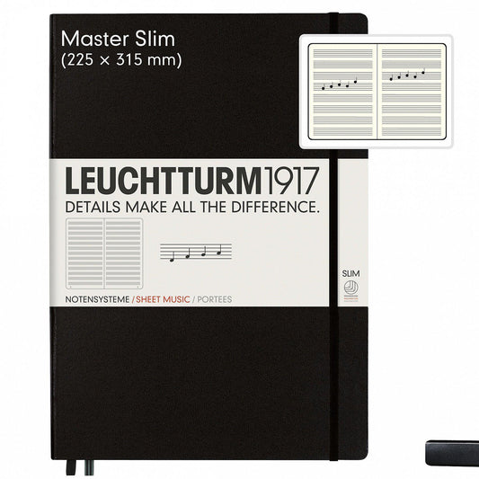 LCHT A4+ Master Slim Music-Carnet-Leuchtturm 1917-Noir-A4+-Musicale-Papeterie du Dôme