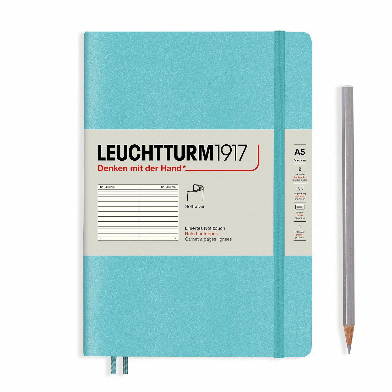 LCHT A5 Souple Ligné-Carnet-Leuchtturm 1917-Aquamarine-A5-Ligné-Papeterie du Dôme