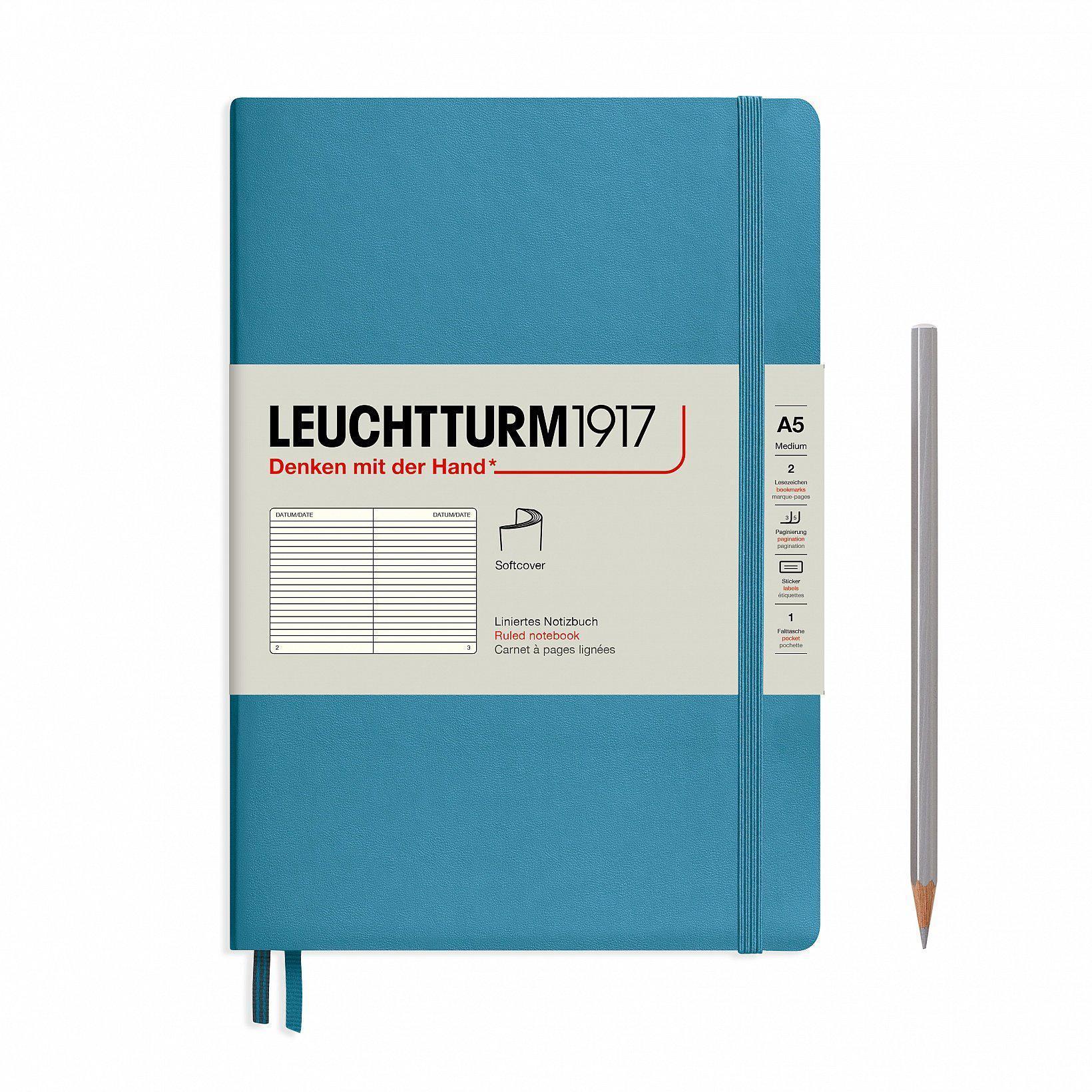 LCHT A5 Souple Ligné-Carnet-Leuchtturm 1917-Nordic Blue-A5-Ligné-Papeterie du Dôme