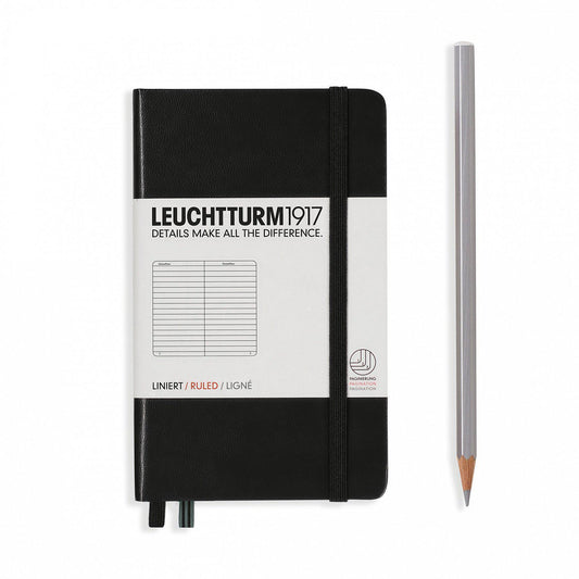 LCHT A6 Rigide Ligné-Carnet-Leuchtturm 1917-Noir-A6-Ligné-Papeterie du Dôme
