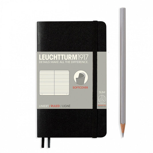 LCHT A6 Souple Ligné-Carnet-Leuchtturm 1917-Noir-A6-Ligné-Papeterie du Dôme