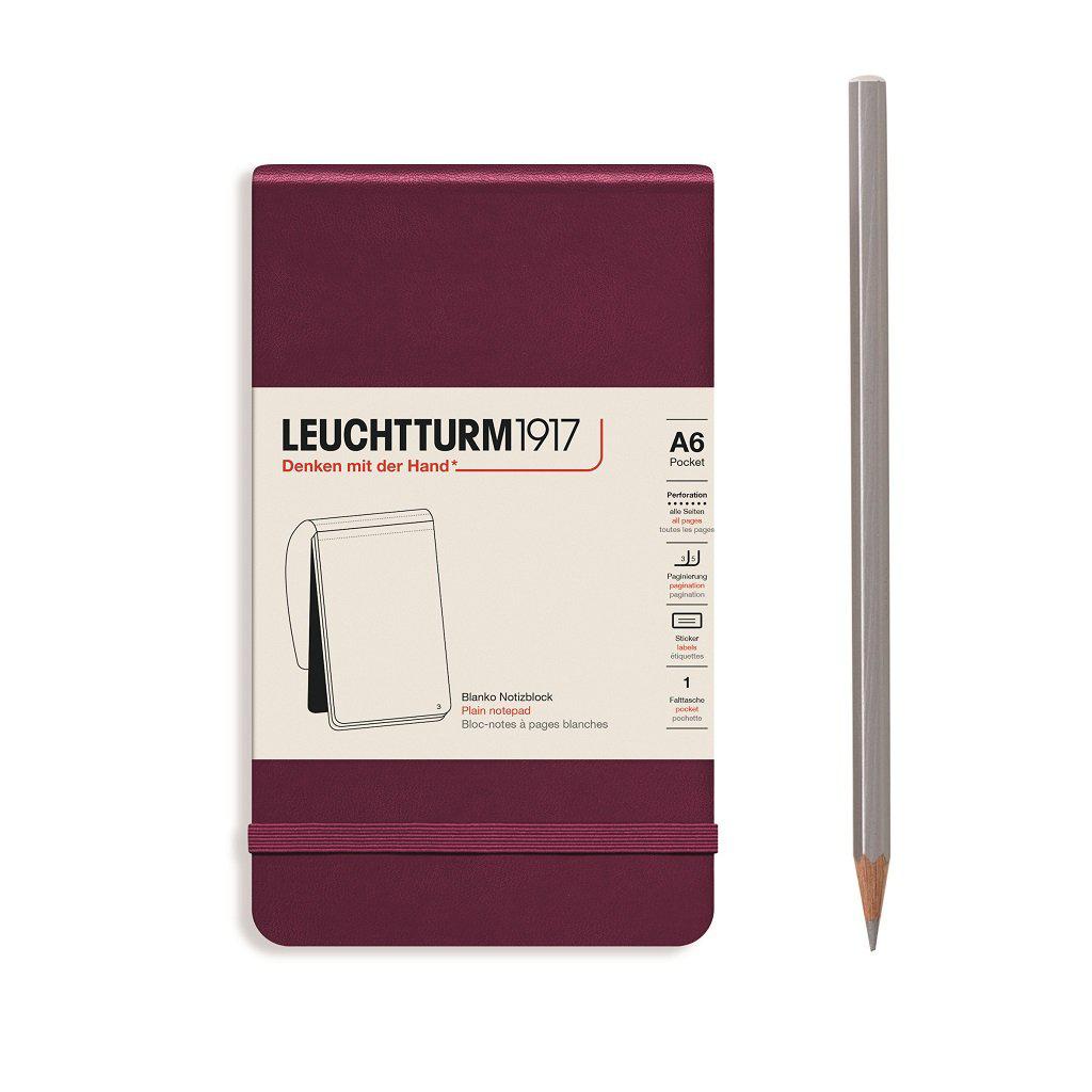 LCHT Bloc-Notes A6 Rigide-Bloc Notes-Leuchtturm 1917-A6-Blanc-Port Red-Papeterie du Dôme