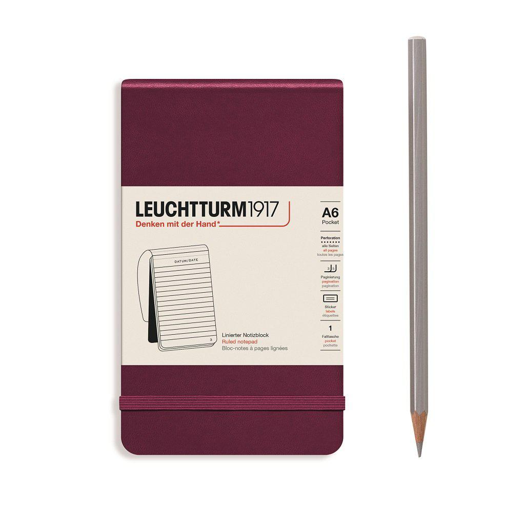 LCHT Bloc-Notes A6 Rigide-Bloc Notes-Leuchtturm 1917-A6-Ligné-Port Red-Papeterie du Dôme