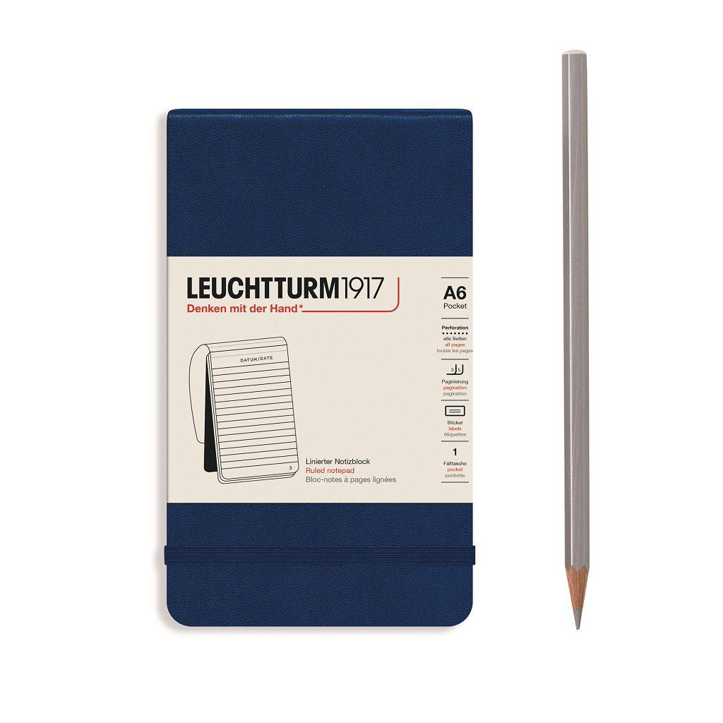LCHT Bloc-Notes A6 Rigide-Bloc Notes-Leuchtturm 1917-A6-Ligné-Navy-Papeterie du Dôme