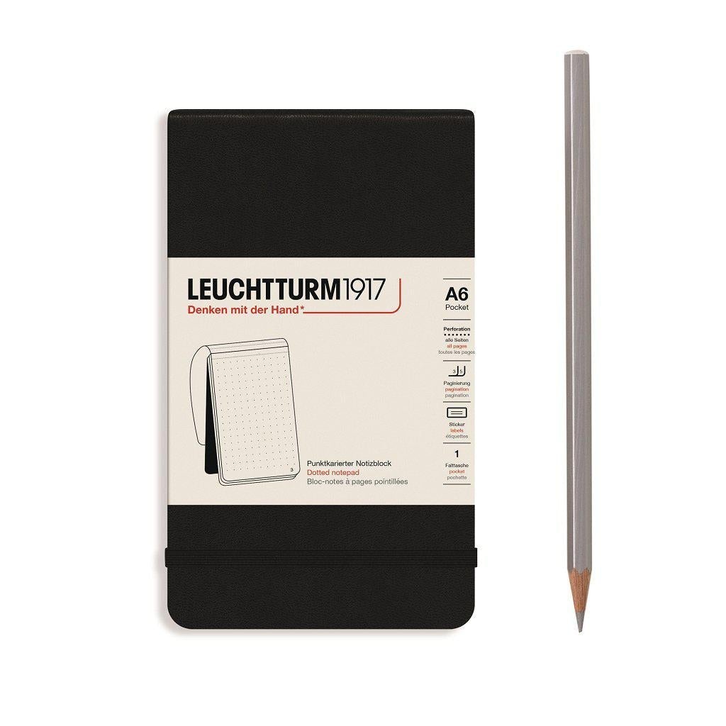 LCHT Bloc-Notes A6 Rigide-Bloc Notes-Leuchtturm 1917-A6-Dots-Noir-Papeterie du Dôme