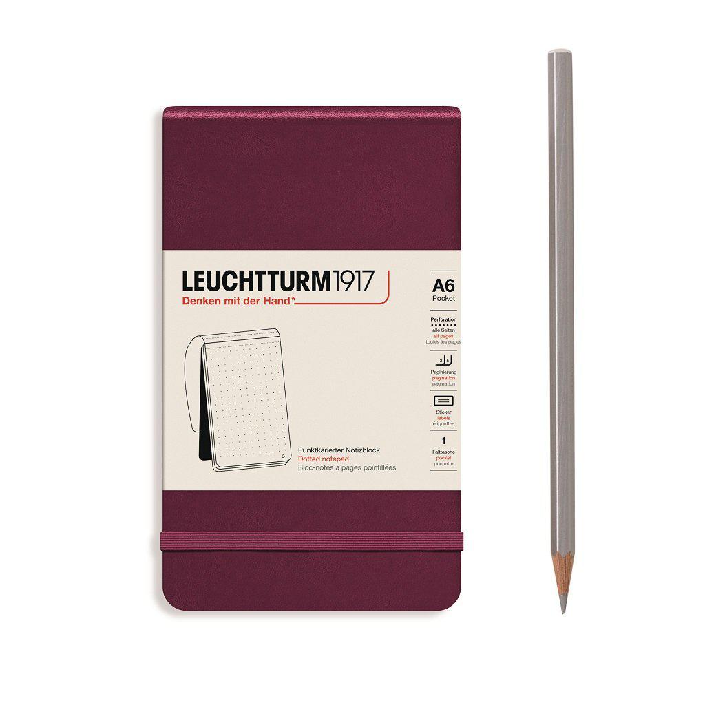 LCHT Bloc-Notes A6 Rigide-Bloc Notes-Leuchtturm 1917-A6-Dots-Port Red-Papeterie du Dôme