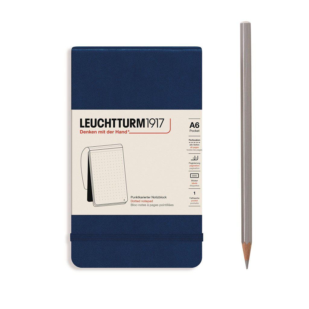 LCHT Bloc-Notes A6 Rigide-Bloc Notes-Leuchtturm 1917-A6-Dots-Navy-Papeterie du Dôme