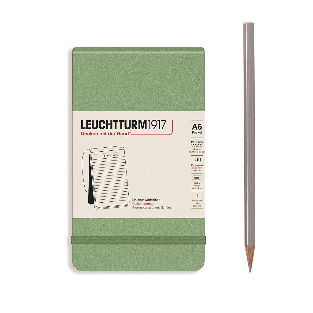 LCHT Bloc-Notes A6 Rigide-Bloc Notes-Leuchtturm 1917-A6-Ligné-Sauge-Papeterie du Dôme
