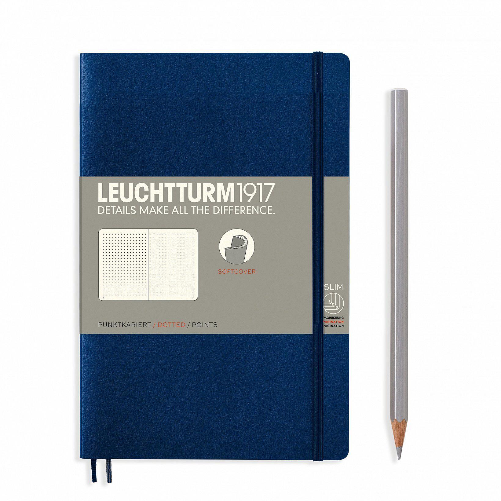 LCHT Paperback B6+ Souple Dots-Carnet-Leuchtturm 1917-Bleu Marine-B6+-Dots-Papeterie du Dôme