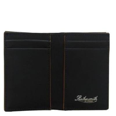 LSM Porte Cartes de Crédit Mini-Porte Carte de Crédit-Leathersmith of London-Noir, tranche Bordeaux-Papeterie du Dôme