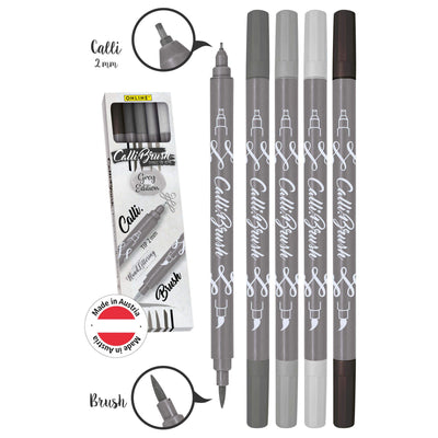 ONL Set de 5 Stylos Brush Gris-Stylo Calligraphique-Online-Papeterie du Dôme