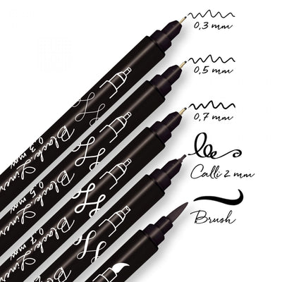 ONL Set de 5 Stylos Noir Lettering-Stylo Calligraphique-Online-Papeterie du Dôme