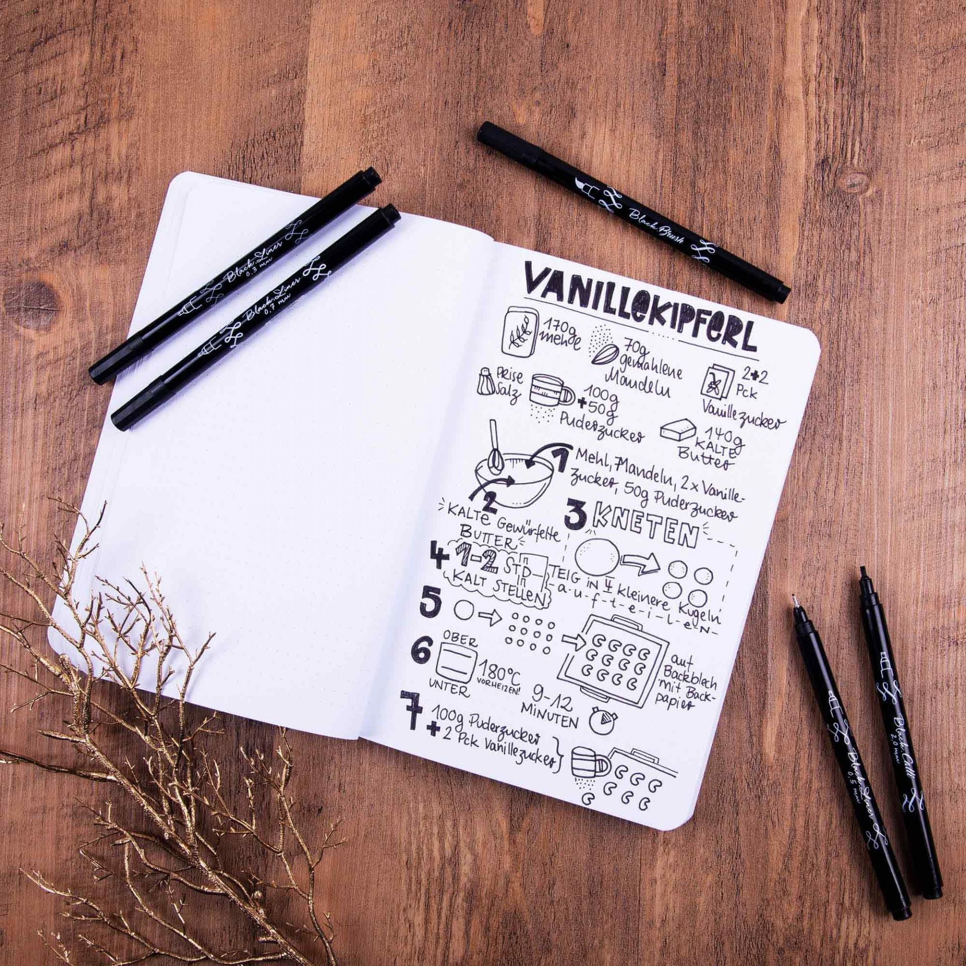 ONL Set de 5 Stylos Noir Lettering-Stylo Calligraphique-Online-Papeterie du Dôme