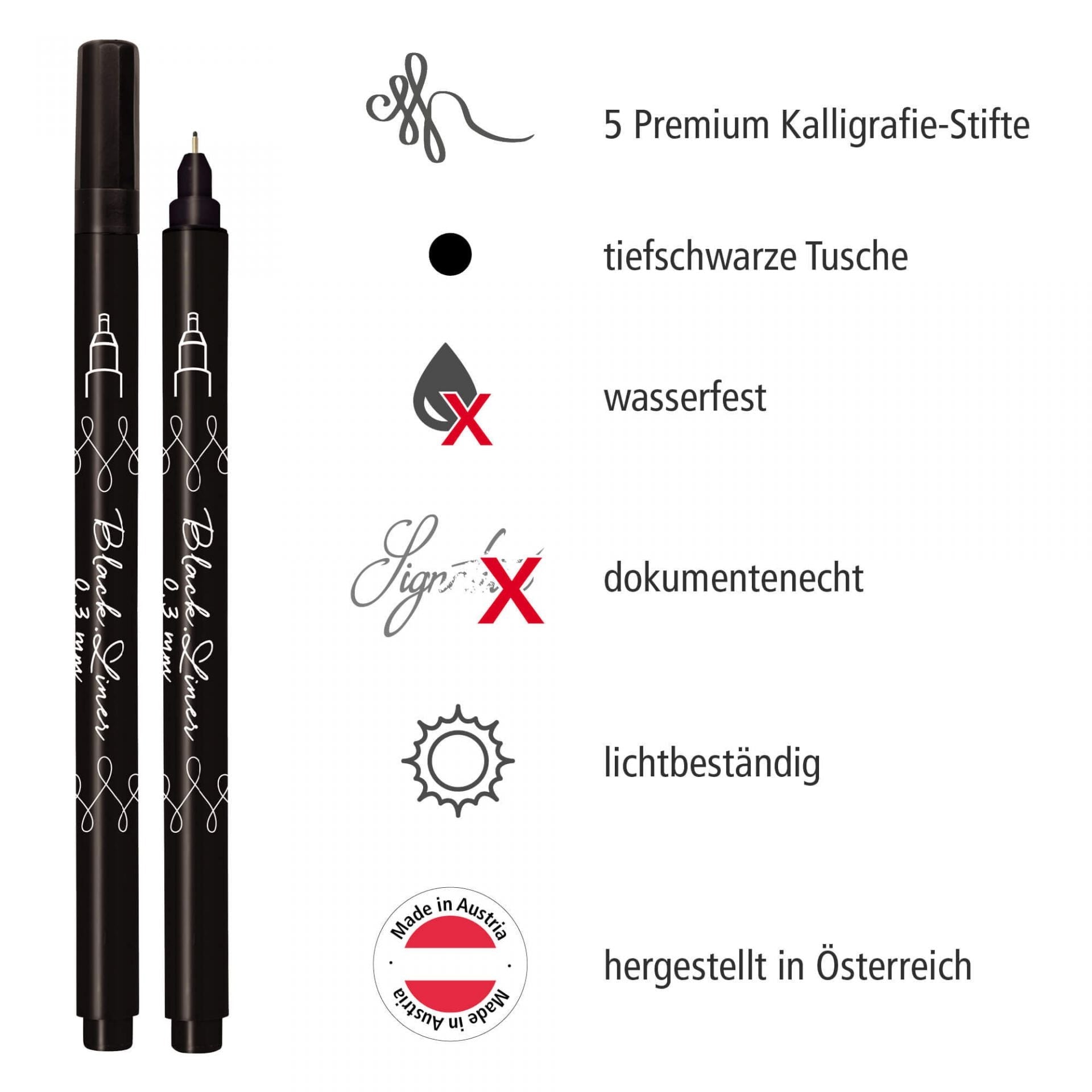 ONL Set de 5 Stylos Noir Lettering-Stylo Calligraphique-Online-Papeterie du Dôme