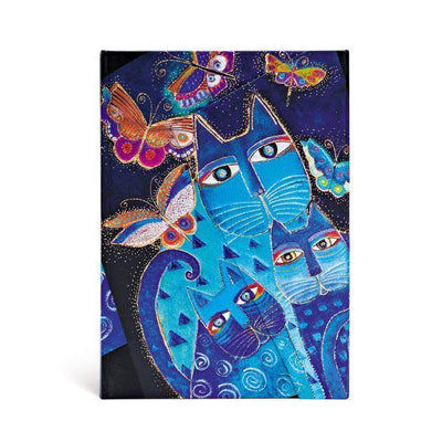 PBKS Carnet Midi Rigide 160p Ligné-Carnet-Paperblanks-Chats Bleus et Papillons avec Rabat-Papeterie du Dôme