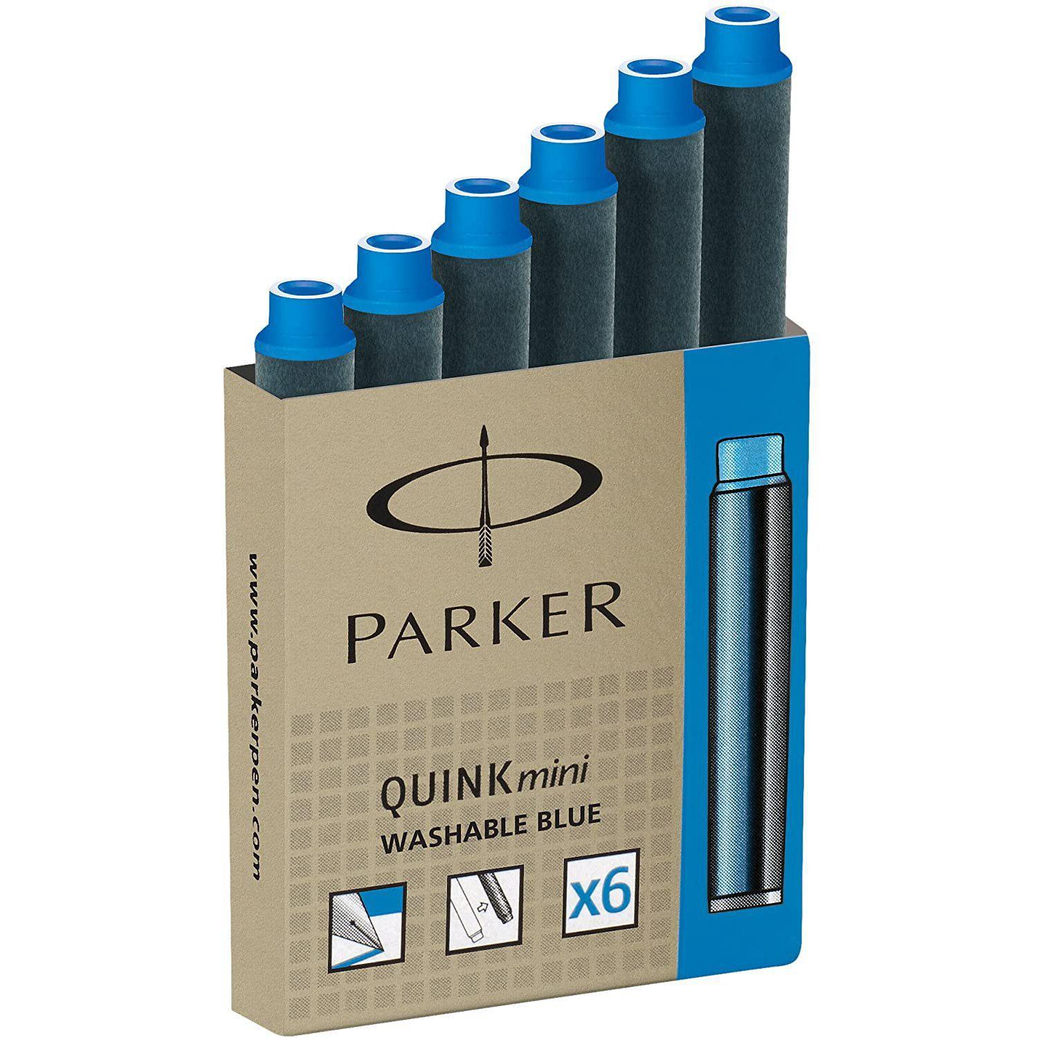 PKR Cartouches Quink Mini-Encre-Parker-Bleu Lavable-Papeterie du Dôme