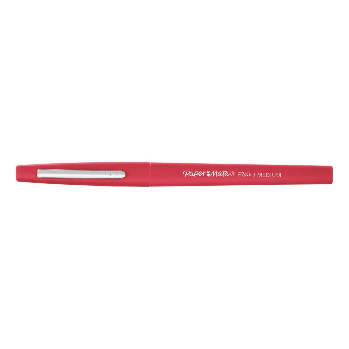 Stylo-feutre paper mate flair fine nylon pointe durable douce fine  résistante pression clip métal couleur rouge