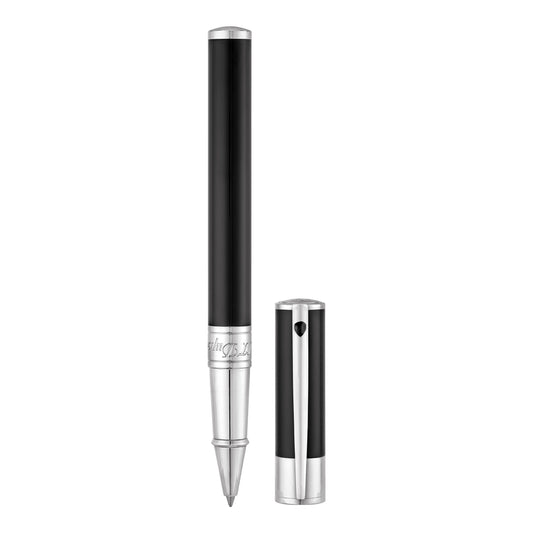 STD D-Initial Noir Chromé Stylo Roller-Stylo Roller-S.T. Dupont-Papeterie du Dôme