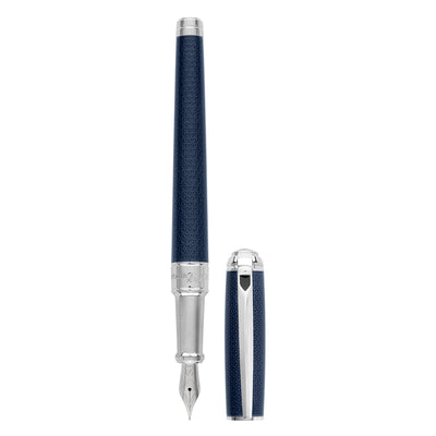 STD D Line Firehead Bleu Argent Stylo Plume-Stylo Plume-S.T. Dupont-Papeterie du Dôme