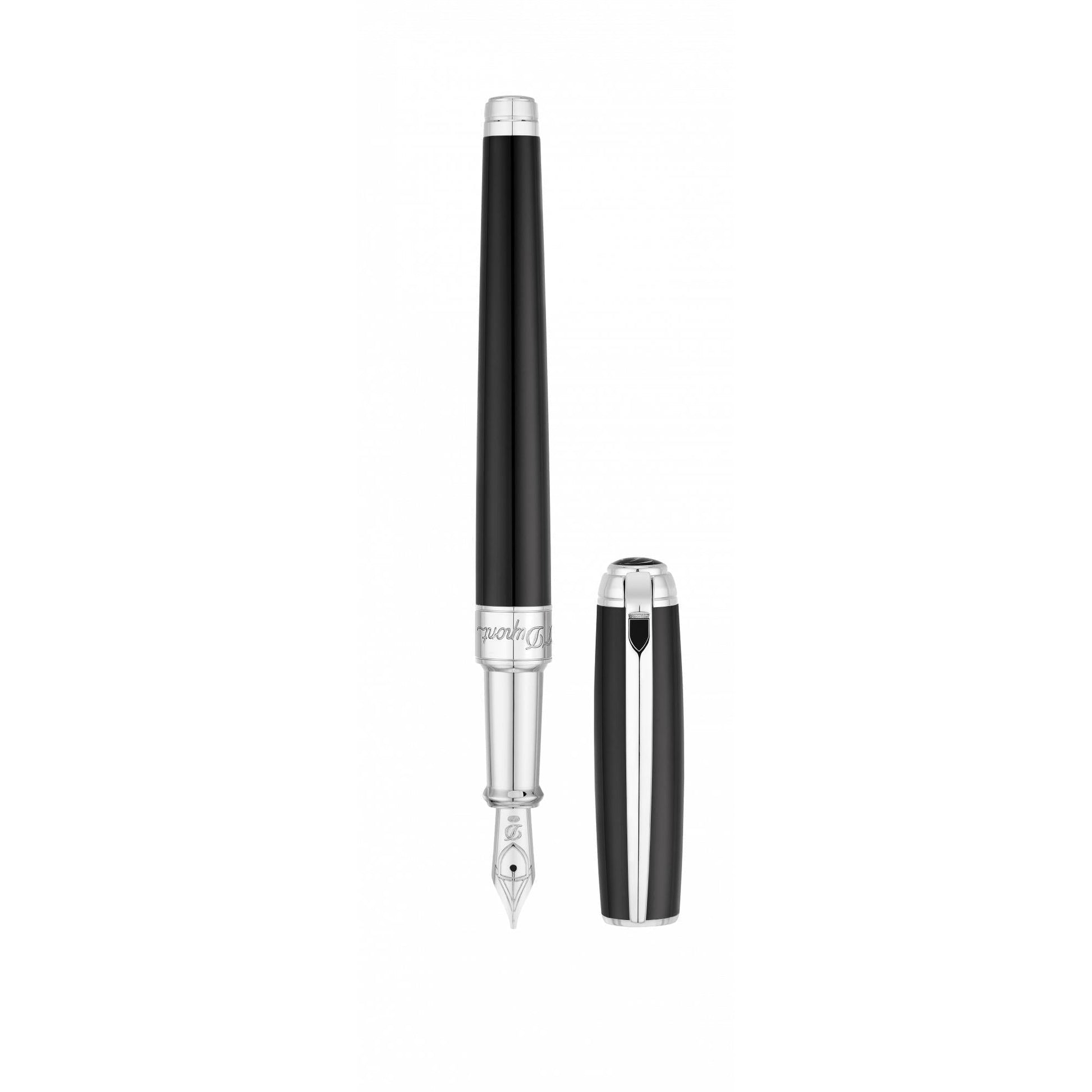 STD D Line Médium Noir Palladium Stylo Plume-Stylo Plume-S.T. Dupont-Papeterie du Dôme